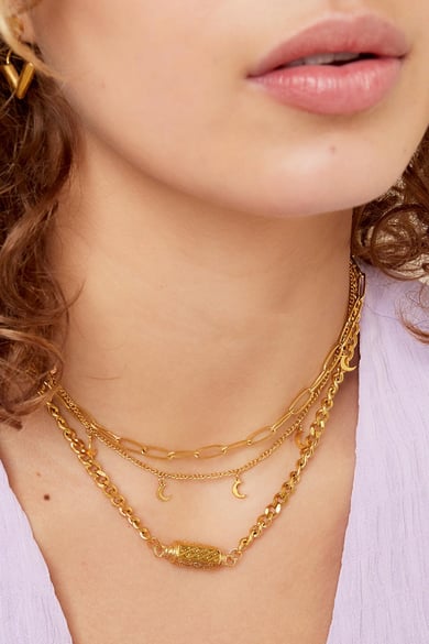 Necklace Chain Moon Gold Color Stainless Steel h5 Picture3